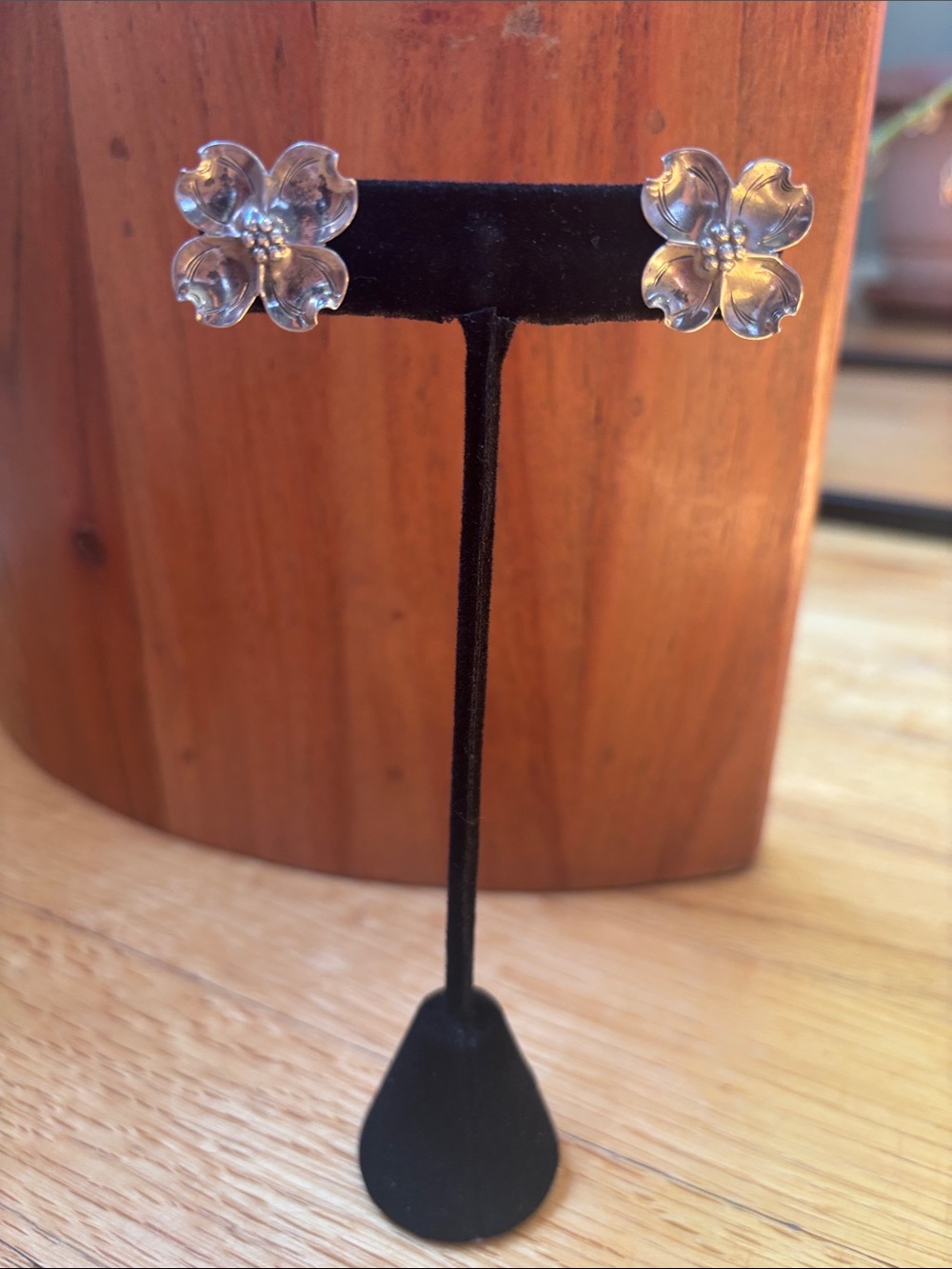 Sterling Silver Flower Stud Earrings - Four Petal Floral